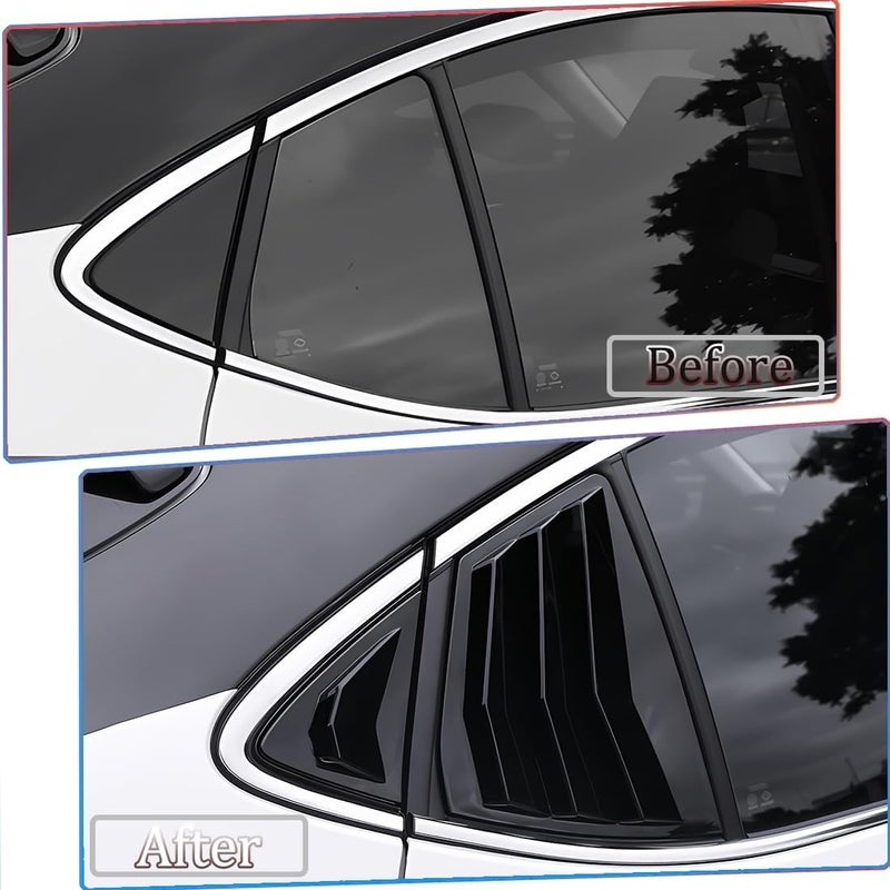 MUXEE 2Pcs Side Vent Window Louvers for Toyota Camry 2025 2026, ABS Print Sport Window Decorative Covers, Exterior Trim Accessories - Bright Black - Image 3